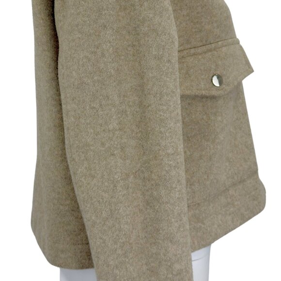 ZARA Cropped Wool-Blend Jacket — Tan Minimalist Neutral — Size Medium - Picture 8 of 11